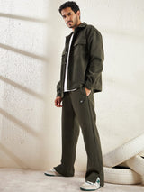Khaki Polar Fleece Shacket Coord Clothing Set Fugazee 
