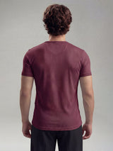 Maroon Ribbed Henley Short Sleeves Tshirt T-Shirts Fugazee 