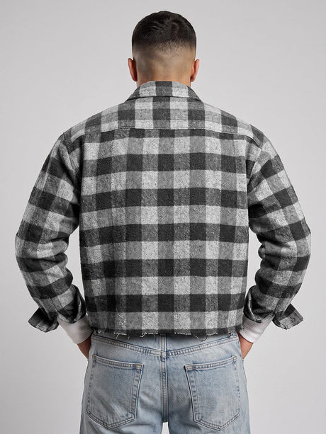 Grey & Black Raw Edge Boxy Shirt Shirts Fugazee 