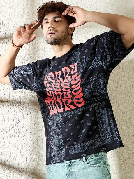 Black Paisley Oversized Tshirt T-shirts Fugazee 