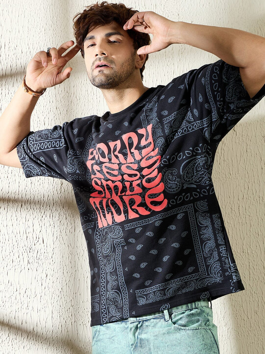 Black Paisley Oversized Tshirt T-shirts Fugazee 