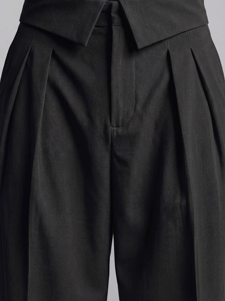 Black Inverted Waist Tailored Trousers Trousers Fugazee 