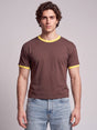 Brown Ringer Cropped Tshirt T-Shirts Fugazee 