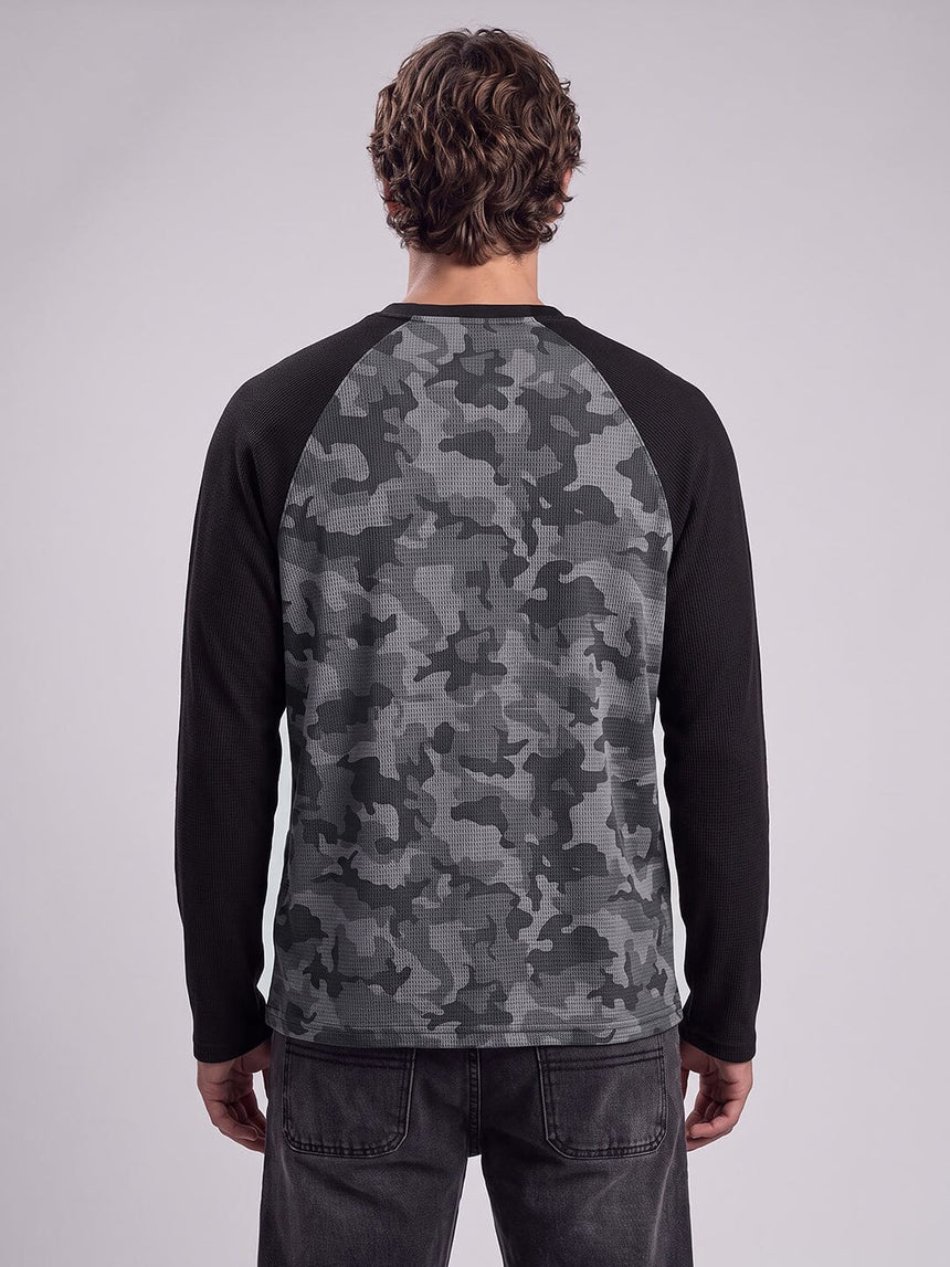 Grey Camo Raglan Waffle Longsleeves Tshirt T-Shirts Fugazee 