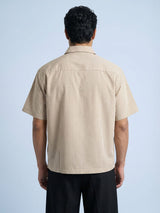 Sand Gingham Cropped Short Sleeve Shirt Shirts Fugazee 