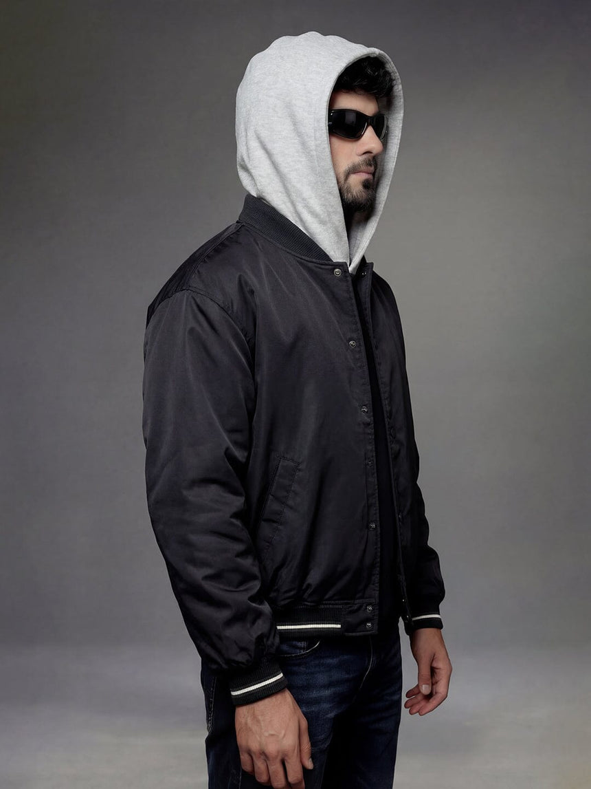 Grey Fleece Hooded Scarf Scarf Fugazee 