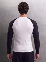 Monochrome Raglan Ribbed Henley Tshirt T-Shirts Fugazee 