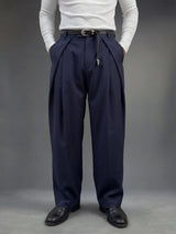 Navy Pleated Korean Trousers Trousers Fugazee 