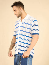 White Wavy Stripes Crochet Shirt Shirts Fugazee 