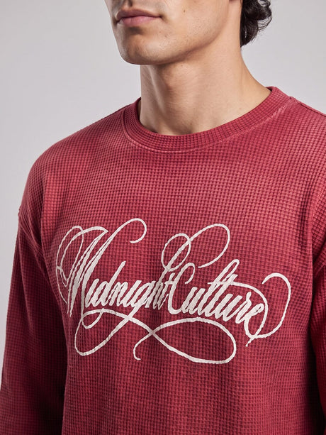 Amber Washed Graphic Waffle Longsleeve Tshirt T-Shirts Fugazee 