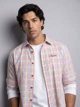 Rainbow Checkered Seersucker Cropped Shirt Shirts Fugazee 
