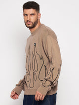 Beige Flames Oversized Sweater Sweaters Fugazee 
