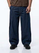 Dark Washed Pleated Denim Jeans Fugazee 