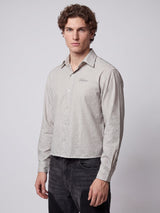 Brown Striped Seersucker Cropped Shirt Shirts Fugazee 