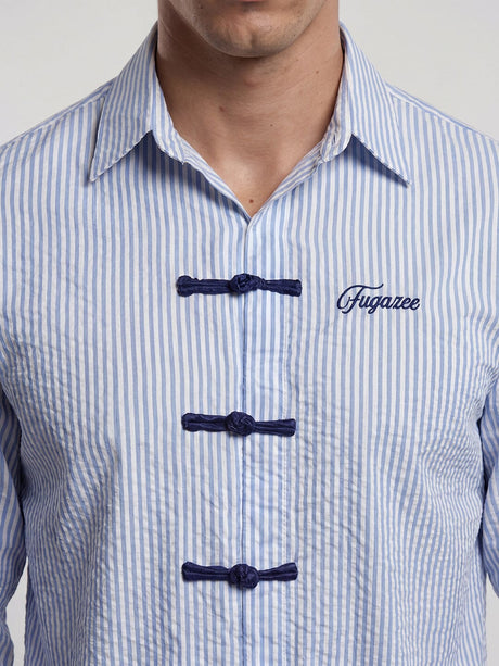 Ice Striped Frog Buttoned Cropped Shirt Shirts Fugazee 