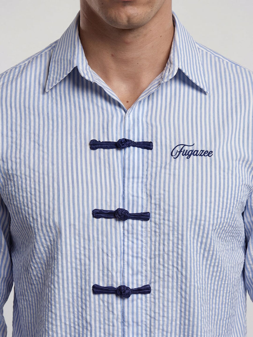 Ice Striped Frog Buttoned Cropped Shirt Shirts Fugazee 