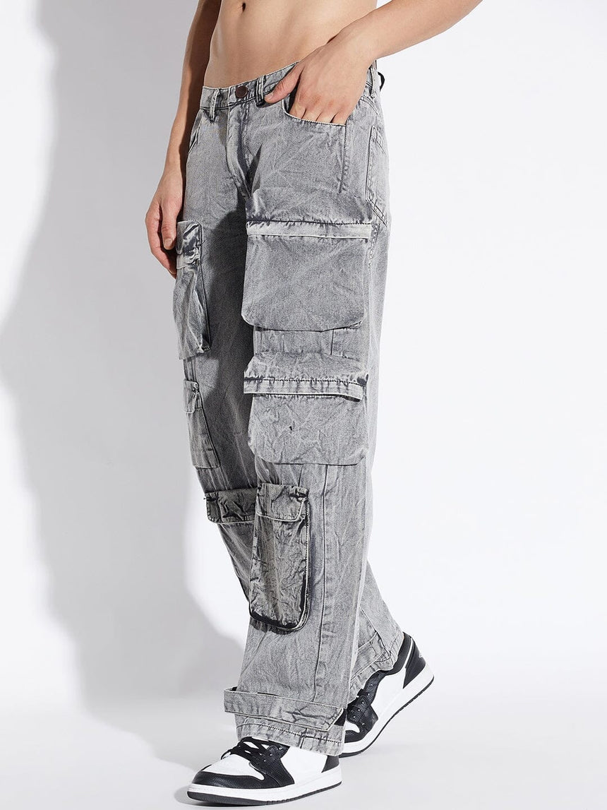 Stone Washed Baggy Cargo Pants Trousers Fugazee 