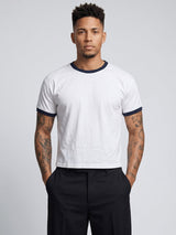 White Cropped Ringer Tshirt T-Shirts Fugazee 