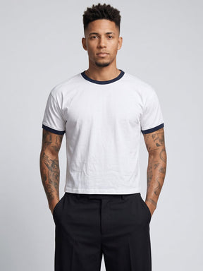 White Cropped Ringer Tshirt T-Shirts Fugazee 