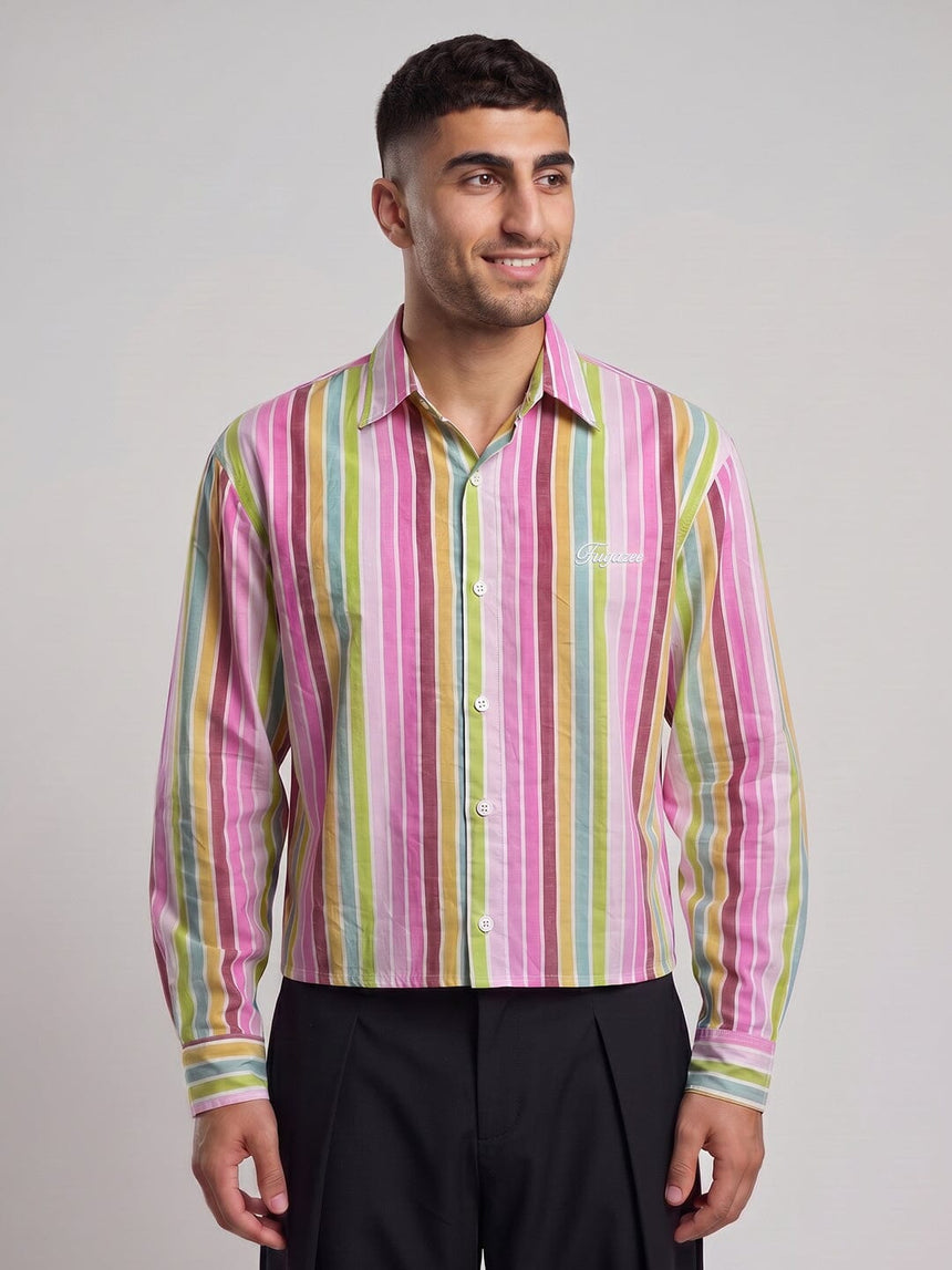 Carinval Striped Cropped Shirt Shirts Fugazee 