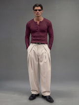 Cream Korean Pleated Trousers Trousers Fugazee 