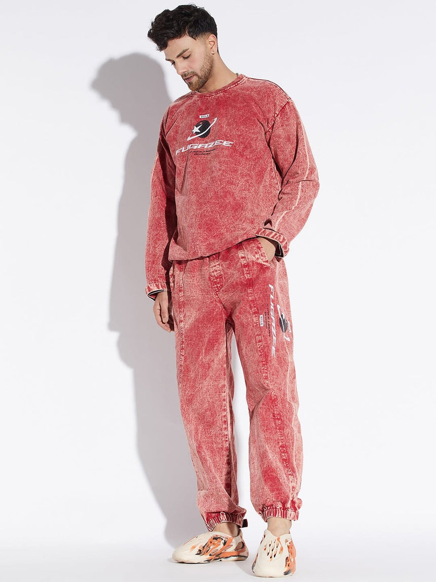 Amber Acid Washed Oversized Sweatshirt and Trackpants Combo Tracksuit