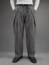 Ash Grey Corduroy Pleated Trousers Trousers Fugazee 