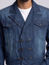 Indigo Blazer Style Cropped Clasped Jacket Jackets Fugazee 
