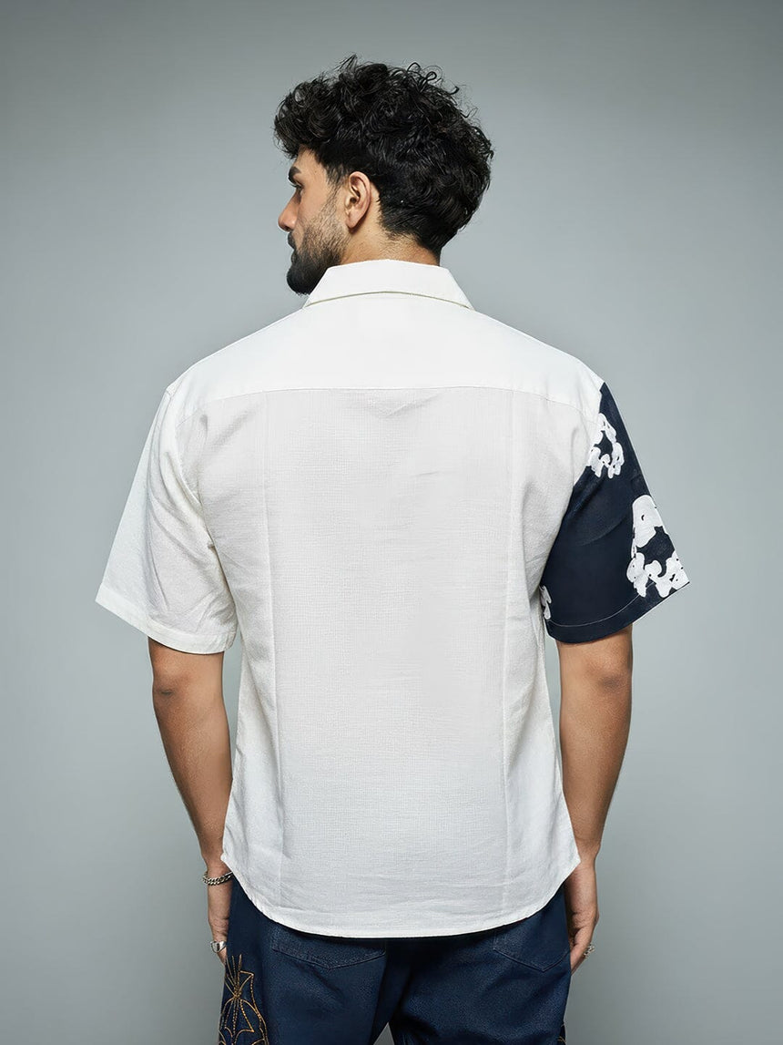 Floral Split Corduroy Denim Shirt Shirts Fugazee 