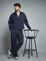 Midnight Blue Minimalist Korean Shacket Shackets Fugazee 