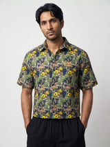 Abstract Floral Graphic Cropped Shirt Shirts Fugazee 