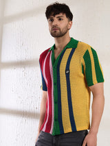 Technicolour Striped Crochet Shirt Shirts Fugazee 