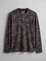 Brown Camo Waffle Relaxed Fit Henley Tshirt T-Shirts Fugazee 