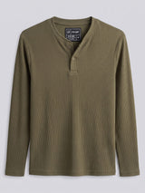 Olive Parker Ribbed Henley Tshirt T-Shirts Fugazee 
