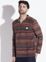 Technicolour Striped Cuban Collared Sweater Sweaters Fugazee 