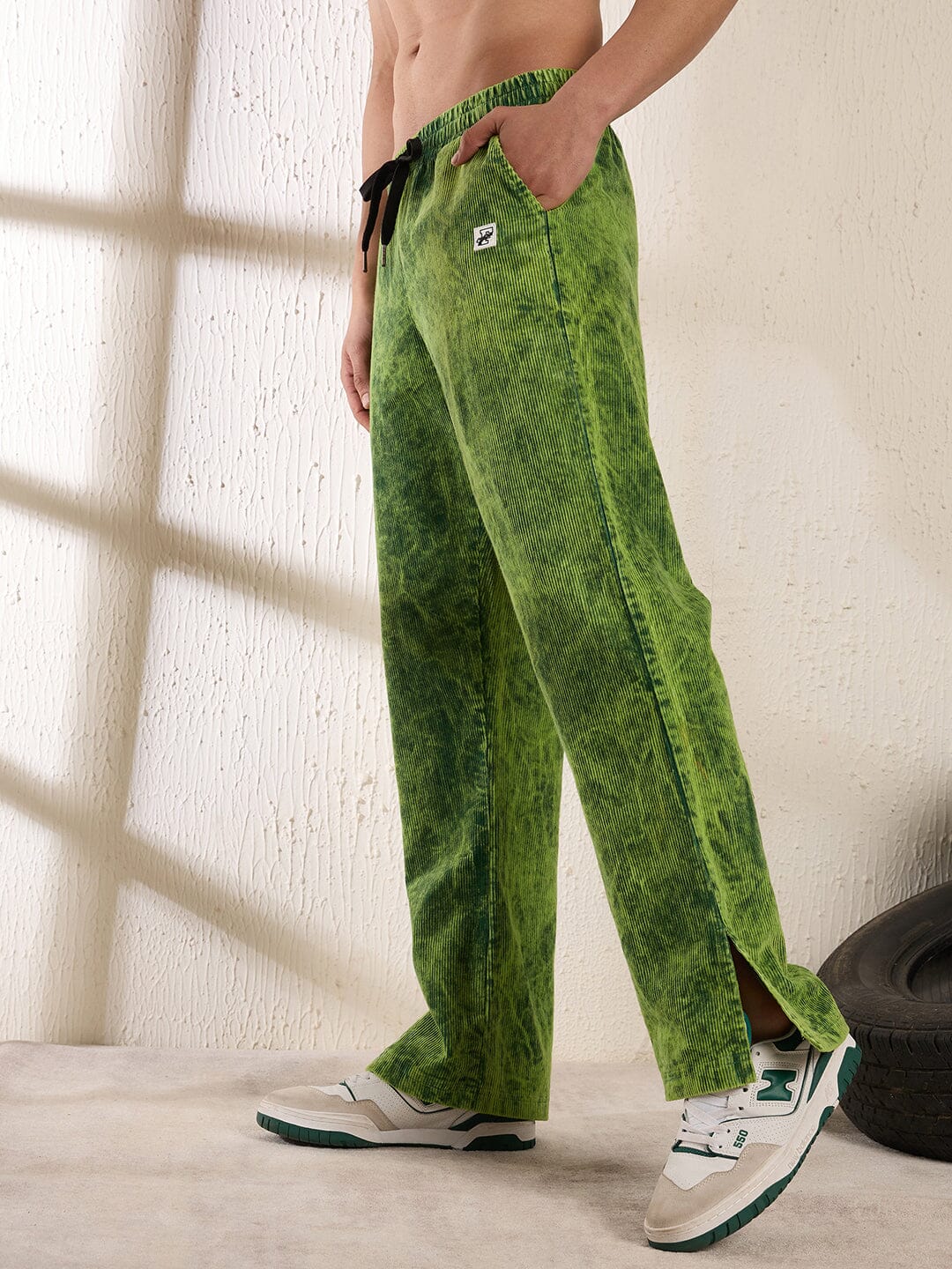Neon Dyed Washed Cord Boot Cut Trackpants | Buy Men