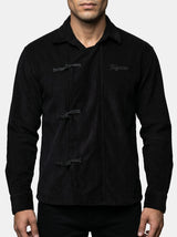 Black Corduroy Chinese Knot Buttoned Cropped Shirt Shirts Fugazee 