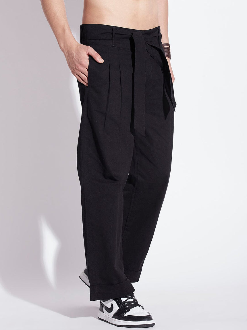 Black Twill Korean Baggy Pants