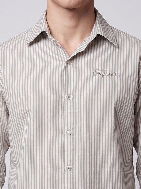Brown Striped Seersucker Cropped Shirt Shirts Fugazee 