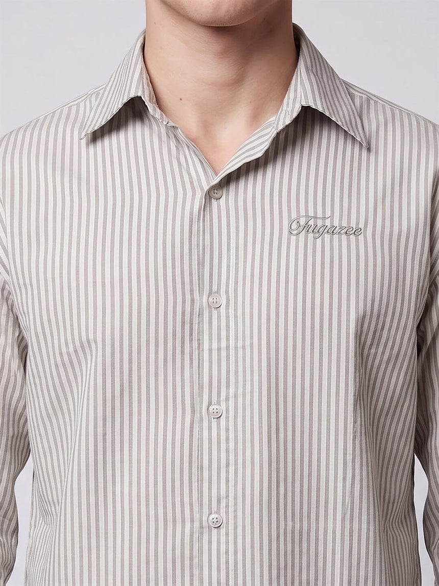 Brown Striped Seersucker Cropped Shirt Shirts Fugazee 
