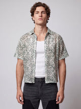 Green Floral Mesh Cropped Shirt Shirts Fugazee 