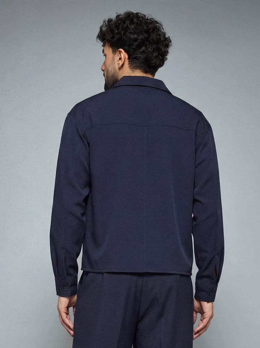 Midnight Blue Minimalist Korean Shacket Shackets Fugazee 