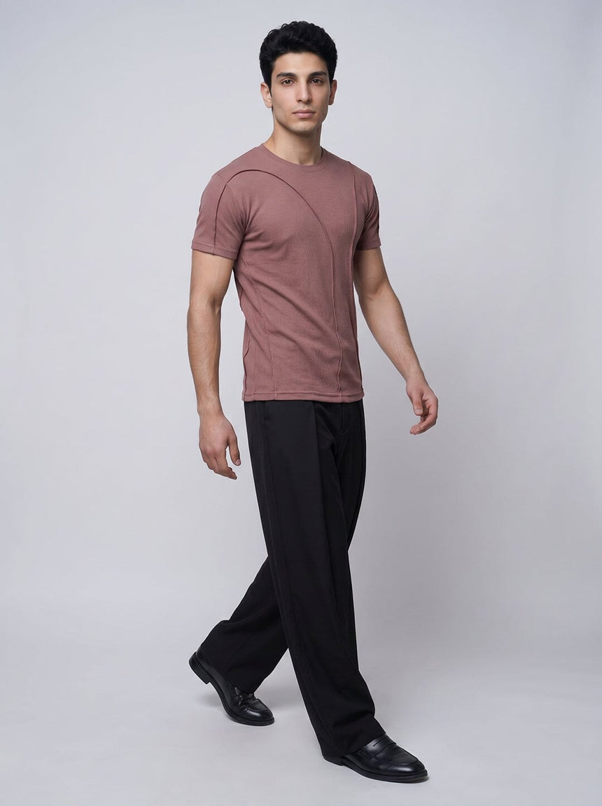 Dusty Cedar Ribbed Cut Sew Muscle Tshirt
