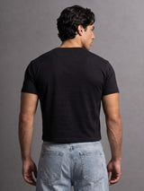 Black Solid Cropped Tshirt T-Shirts Fugazee 