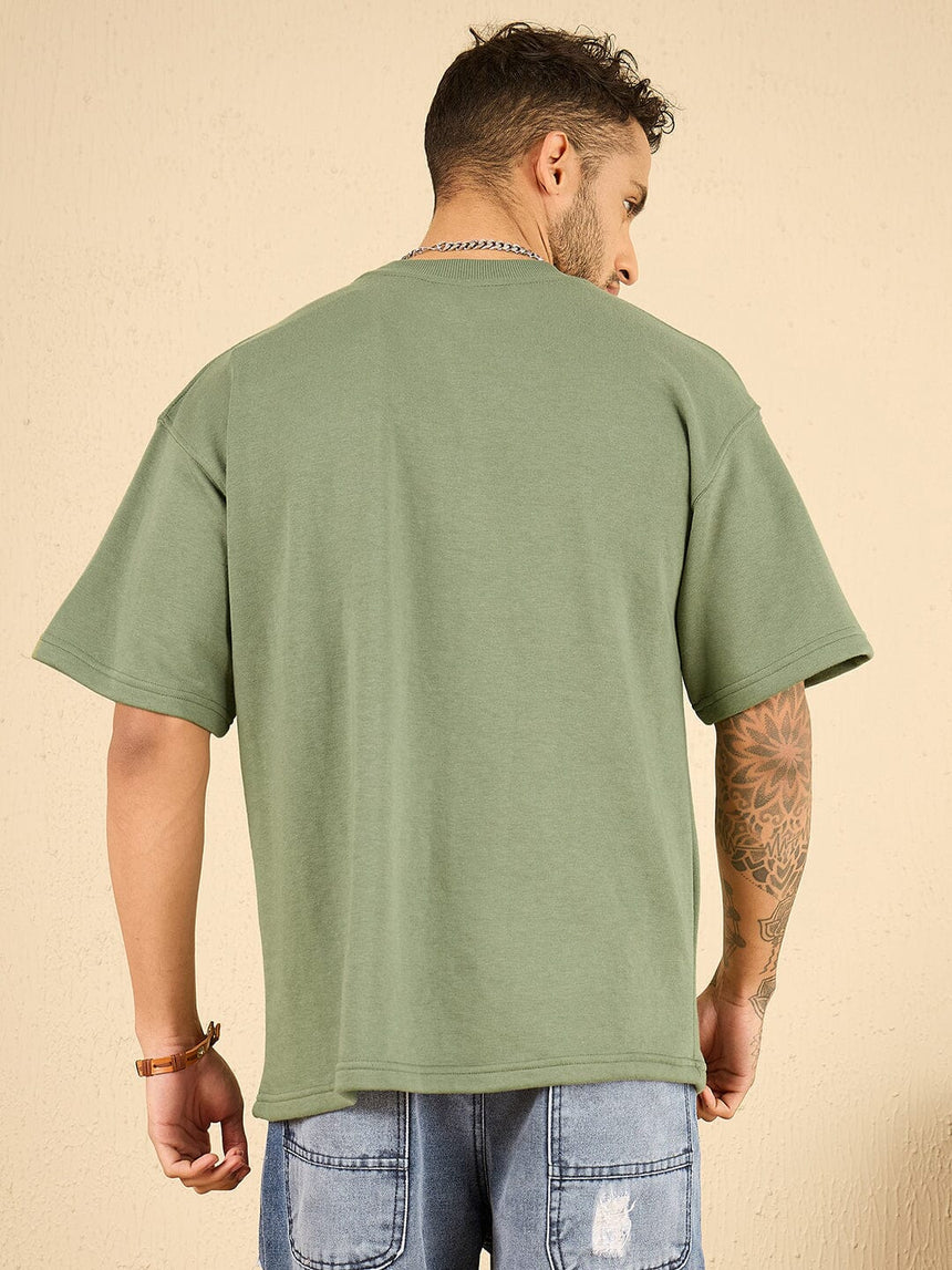 Mineral Green Cozy Embroidered Oversized Tshirt T-shirts Fugazee 