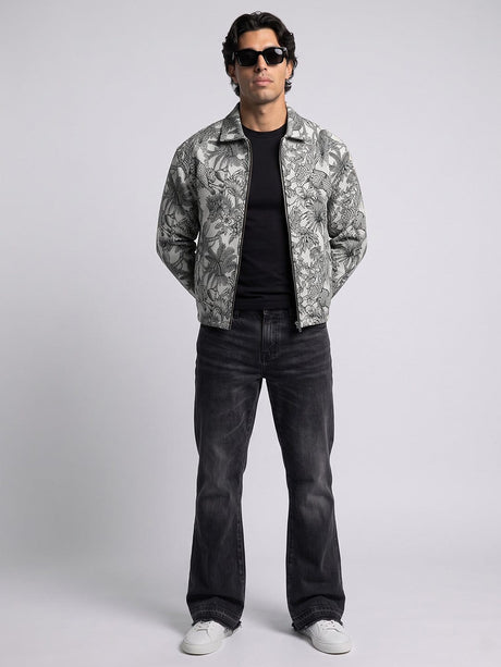 Ecru Tiger Tapersty Cropped Harrington Jacket Jackets Fugazee 