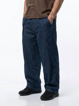 Dark Washed Pleated Denim Jeans Fugazee 