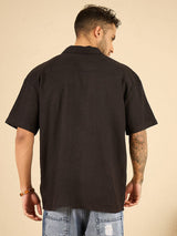 Black Heart Embroidered Cuban Linen Shirt Shirts Fugazee 