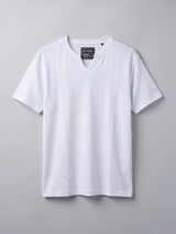 White Notch Neck Ribbed Tshirt