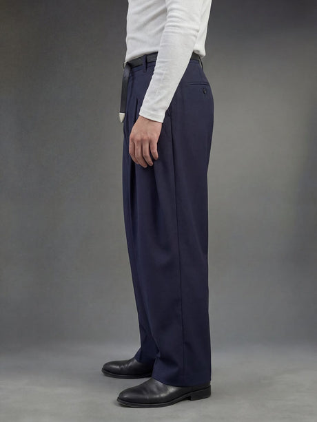 Navy Pleated Korean Trousers Trousers Fugazee 